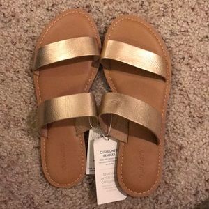 Gold Slip On Sandals